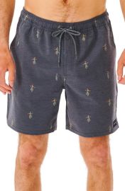 Rip Curl Volley Luau Swim Shorts in Washed Black Size X-Large at Nordstrom
