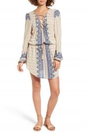 Rip Curl Winter Bird Print Lace-Up Dress at Nordstrom