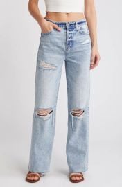 Ripped Raw Hem Wide Leg Jeans at Nordstrom