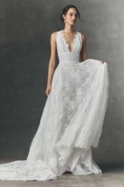 Rish Vayda V Neck Lace A Line Wedding Gown2 at Anthropologie