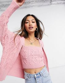 River Island Cable Knit Cardigan and Bralet Set at Asos 