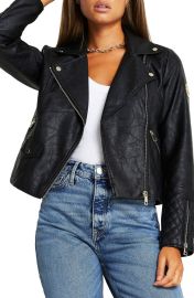 River Island Faux Leather Biker Jacket at Nordstrom