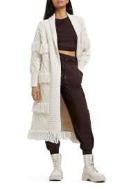 River Island Fringe Cable Duster Cardigan at Nordstrom