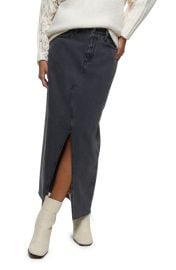 River Island Front Slit Denim Maxi Skirt at Nordstrom