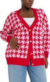 River Island Houndstooth V-Neck Cardigan at Nordstrom
