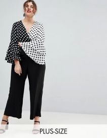 River Island Plus Polka Dot Frill Sleeve Jumpsuit by ASOS at ASOS