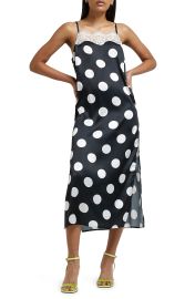 River Island Polka Dot Print Slipdress in Black  at Nordstrom