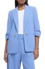 River Island Ruched Sleeve Blazer at Nordstrom
