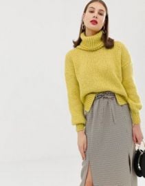 River Island chunky roll neck sweater in yellow   ASOS at Asos