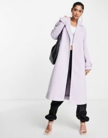 River Island longline duster coat in lilac at ASOS