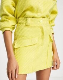 River Island utility boucle mini skirt in yellow - part of a set at ASOS