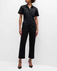 Rivet Utility Worker Stretch Short-Sleeve Jumpsuit at Neiman Marcus