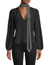 Rixo - Kate Contrast Neck Tie Silk Top at Saks Fifth Avenue