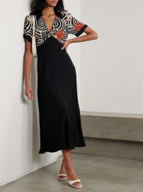 Rixo Anais tie front printed voile midi dress at Net a Porter