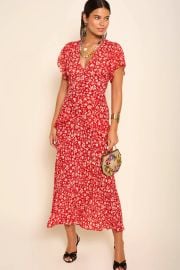 Rixo Evie Midi Dress in Amelie Floral Red at Rixo