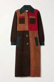 Rixo Milly Patchwork Suede Coat at Net a Porter