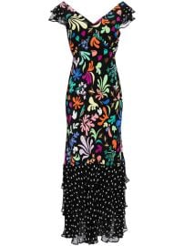 Rixo Ossy Silk Maxi Dress Black at Farfetch