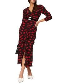 Rixo Rose Lip Print Midi Dress on SALE Saks OFF 5TH at Saks Off 5th