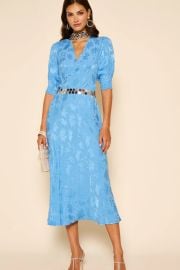 Rixo Zadie Jacquard Midi Dress in Daisy Jacquard Blue at Rixo