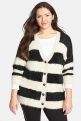 Ro and De Stripe Textured Cardigan Plus Size at Nordstrom Rack