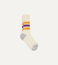 RoToTo Yellow and Purple Cotton Crew Socks at Drakes