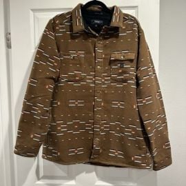 Roark Andes Snap Front Shirt Jacket Dark Khaki Pattern Mens Size Large Flannel eBay at eBay