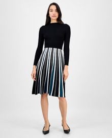Robbie Bee Petite Long-Sleeve Pleated-Skirt Sweater Dress - Macy39s at Macys
