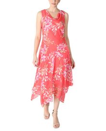 Robbie Bee Womens Sleeveless Draped-Neck Floral-Print Maxi Dress - Macys at Macys