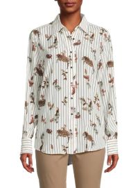 Robert Graham Carrie Print Striped Silk Blend Shirt at Saks Off 5th