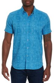 Robert Graham Harpswell Short Sleeve Linen Blend Button-Up Shirt at Nordstrom