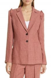 Robert Rodriguez Chelsea Ruffle Shoulder Linen Blend Jacket   Nordstrom at Nordstrom