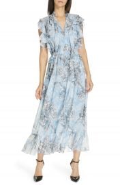 Robert Rodriguez Clara Ruffle Cotton  amp  Silk Midi Dress   Nordstrom at Nordstrom