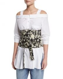 Robert Rodriguez Floral Embroidered Tie-Waist Corset at Neiman Marcus