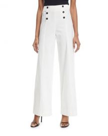 Robert Rodriguez High-Waist Wide-Leg Poplin Pants   Neiman Marcus at Neiman Marcus