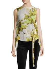 Robert Rodriguez Sleeveless Floral Top W  Back Drape  Yellow at Neiman Marcus