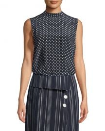 Robert Rodriguez Sleeveless Open-Back Polka-Dot Blouse   Neiman at Neiman Marcus