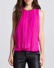 Robert Rodriguez Studded Layered Silk Top at Neiman Marcus