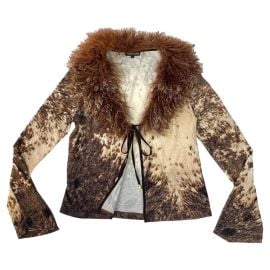 Roberto Cavalli 1999 Horse Print Fur Cardigan at 1st Dibs