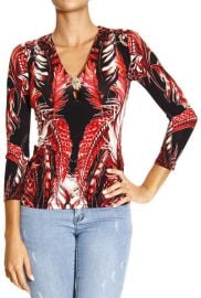 Roberto Cavalli Feather Print Top at Italist