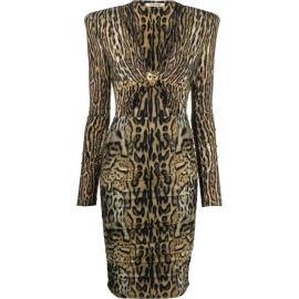 Roberto Cavalli Ocelot Print Ruched Dress at Farfetch