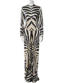 Roberto Cavalli Silk Zebra Print Jumpsuit at The Real Real