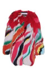 Roberto Cavalli Striped Intarsia Fur Coat at Moda Operandi