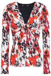 Roberto Cavalli Twist-front printed stretch-jersey top at The Outnet