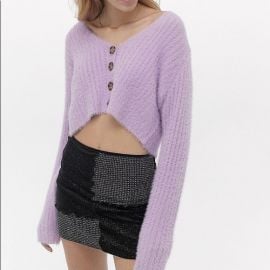 Rochelle Fuzzy Cropped Sweater by Urban Outfitters at Urban Outfitters