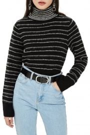 Rock N Roll Stripe Crop Turtleneck by Topshop at Nordstrom Rack