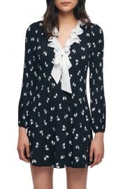 Rockale Bow Print Tie Neck Long Sleeve Dress at Nordstrom