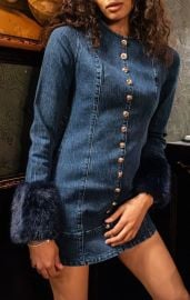 Rockefeller Mini Dress Subzero Indigo with Faux Fur at Show Me Your Mumu