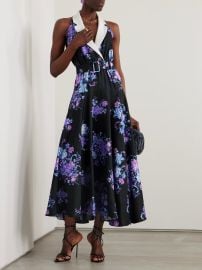 Rodarte Belted floral print silk twill midi dress at Net a Porter