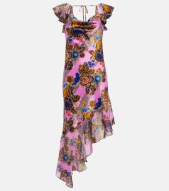 Rodarte Floral Printed Silk and Chiffon Asymetrical Bias Dress at Mytheresa