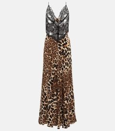 Rodarte Leopard print silk and lace slip dress at Mytheresa